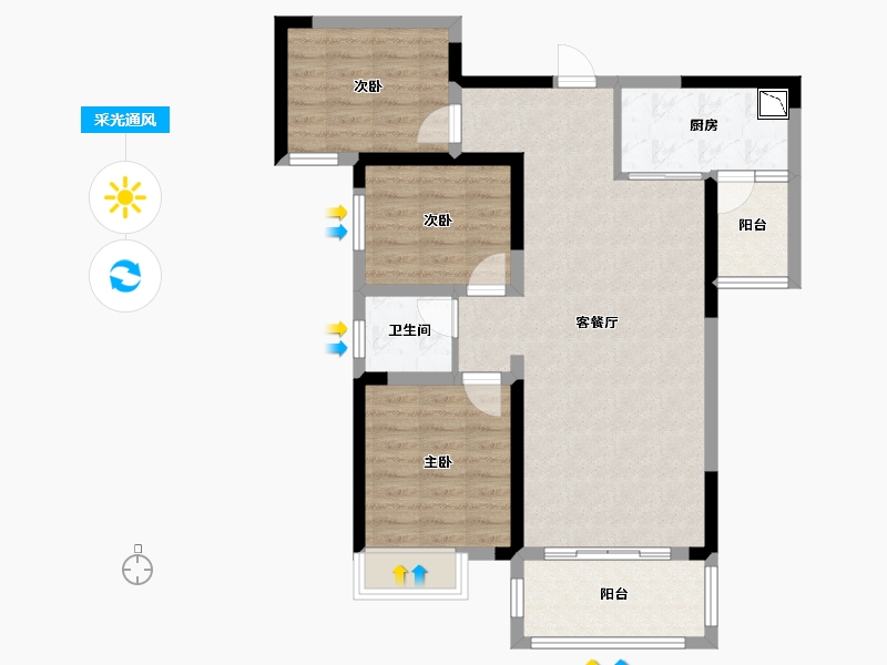 湖南省-株洲市-华晨翡翠湾-81.60-户型库-采光通风