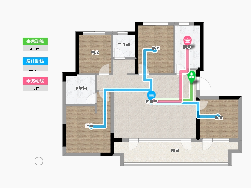 山东省-烟台市-天恒龙泽府-100.09-户型库-动静线