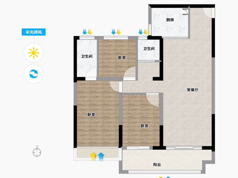 河南省-商丘市-碧桂园·公园上城-100.00-户型库-采光通风