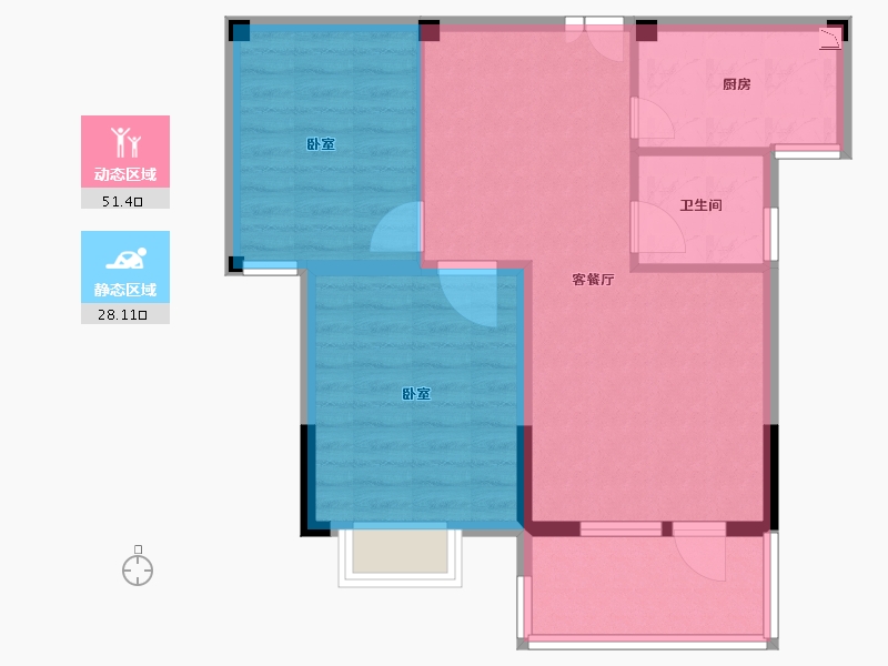 湖北省-咸宁市-港森·梅园豪庭-71.24-户型库-动静分区