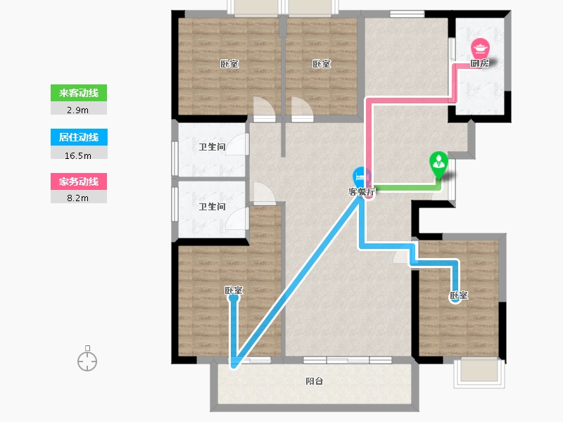 湖北省-武汉市-中建福地星城福邸-128.00-户型库-动静线