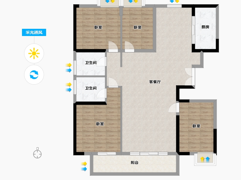 湖北省-武汉市-中建福地星城福邸-128.00-户型库-采光通风