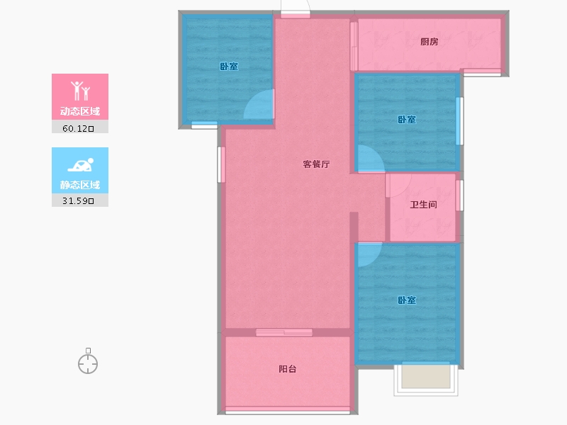 湖北省-黄冈市-阳光温泉御府-82.61-户型库-动静分区