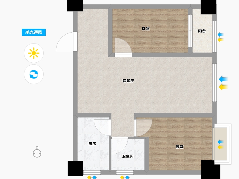 河南省-郑州市-长江一号宏图-69.22-户型库-采光通风