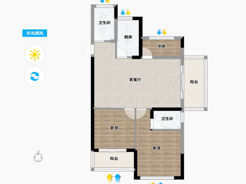 湖北省-十堰市-芳华里-77.56-户型库-采光通风