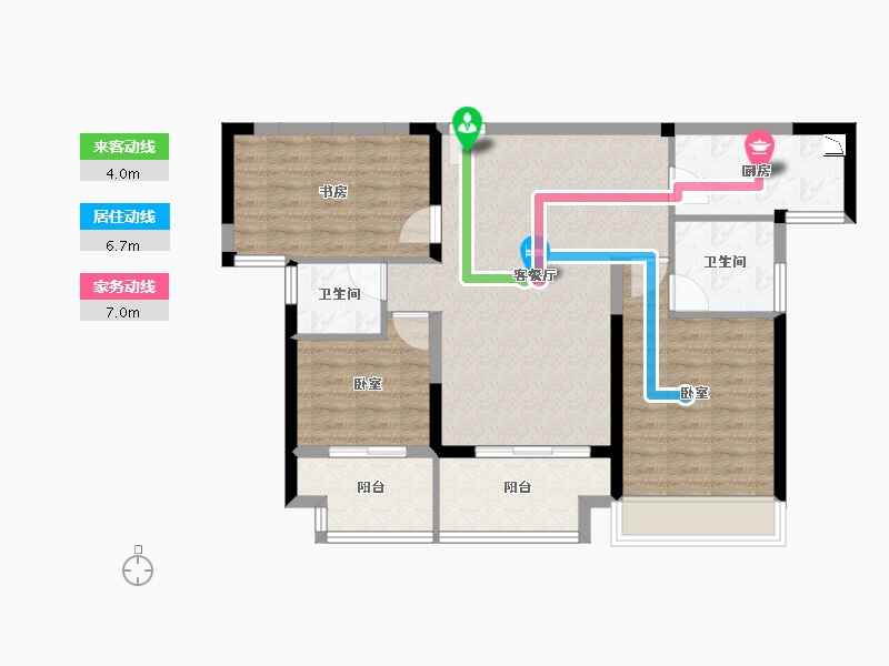 湖北省-襄阳市-连山鼎府-86.00-户型库-动静线