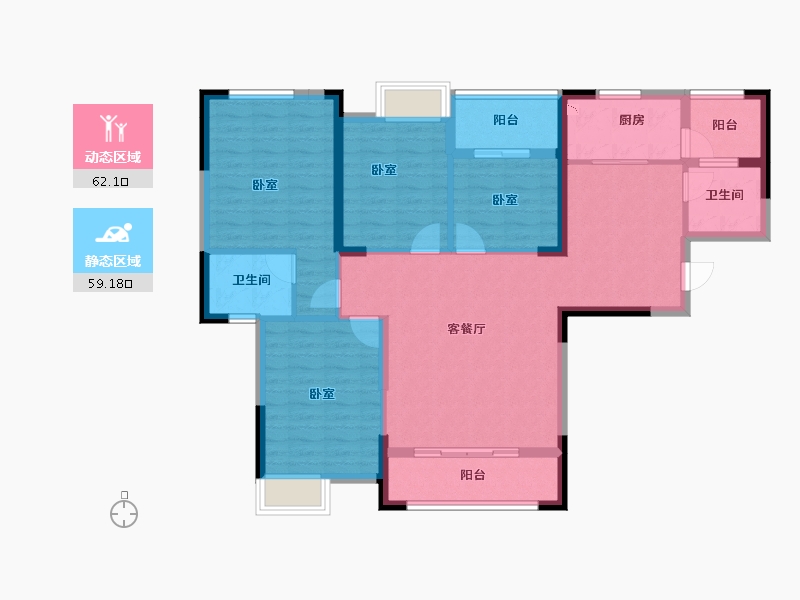 湖北省-黄冈市-阳光尚城-108.72-户型库-动静分区