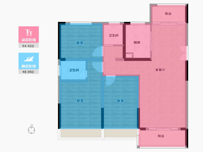 河南省-南阳市-鑫联两相府-100.99-户型库-动静分区