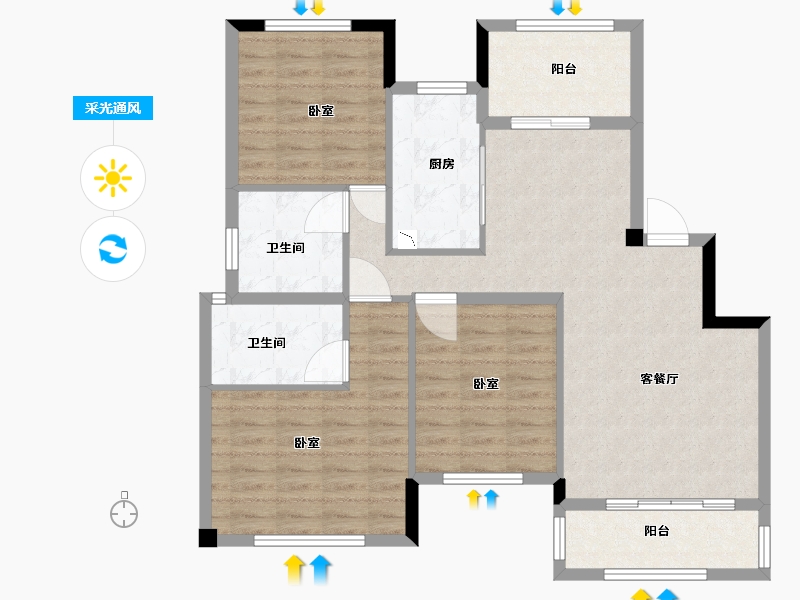 湖北省-黄冈市-一方山水塔山城-96.06-户型库-采光通风