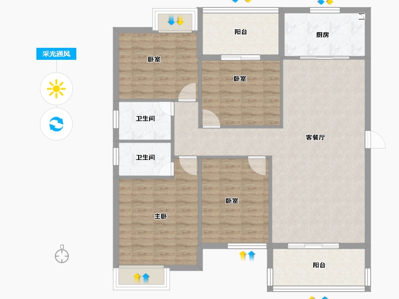 湖北省-黄冈市-红安盛安新都-113.14-户型库-采光通风