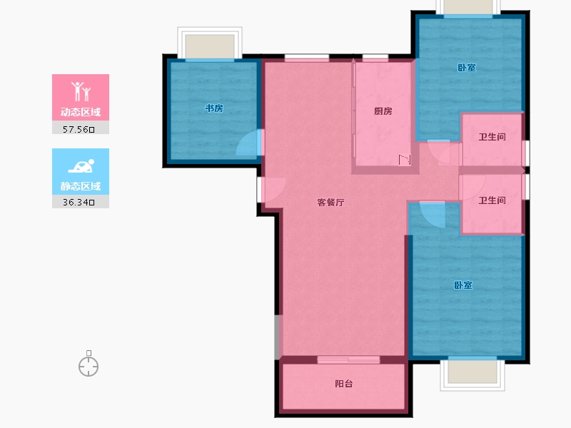 湖北省-武汉市-中建福地星城福邸-83.79-户型库-动静分区