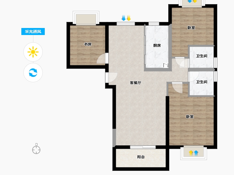 湖北省-武汉市-中建福地星城福邸-83.79-户型库-采光通风