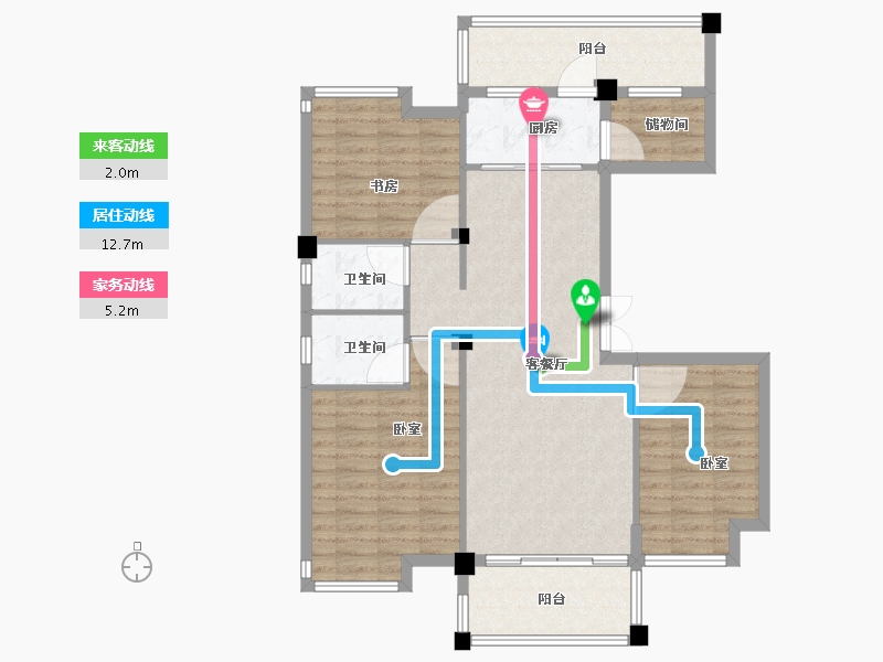 湖北省-黄冈市-泰信梧桐苑-101.75-户型库-动静线