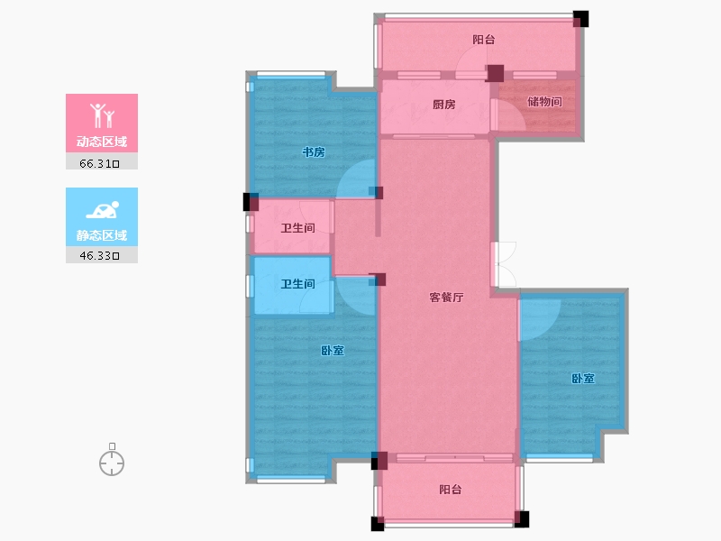 湖北省-黄冈市-泰信梧桐苑-101.75-户型库-动静分区