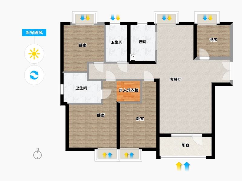 湖北省-武汉市-中建福地星城福邸-113.69-户型库-采光通风