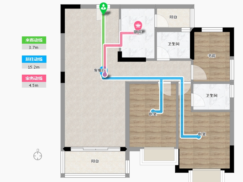 湖北省-咸宁市-通城壹號公馆-85.43-户型库-动静线