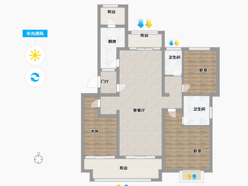 河南省-信阳市-东方今典·印象湖山-104.08-户型库-采光通风