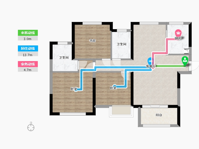 湖北省-武汉市-万科五彩城-85.00-户型库-动静线