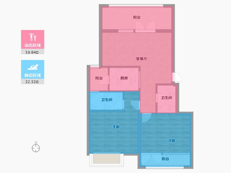 山东省-威海市-蓝湾公馆-64.00-户型库-动静分区