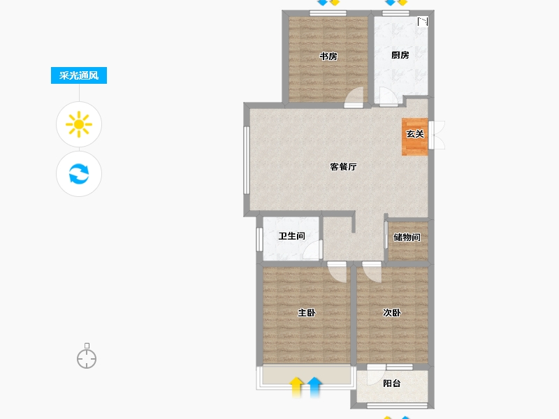 山东省-淄博市-汇智荣悦城-98.00-户型库-采光通风