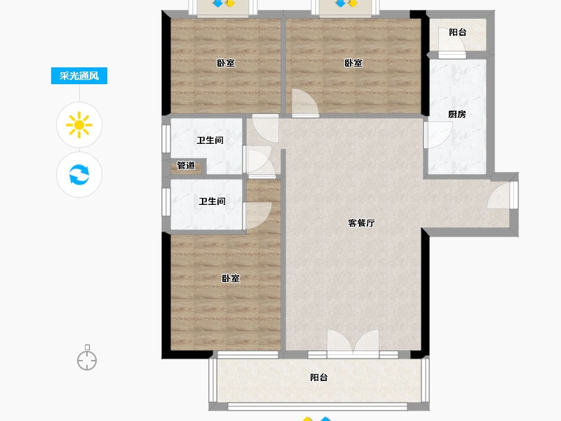 湖北省-武汉市-信基丽池澜湾-92.00-户型库-采光通风