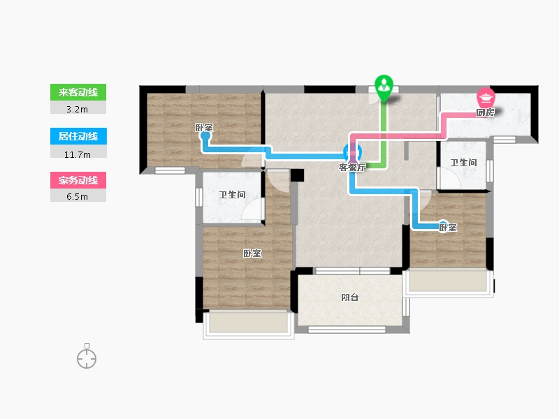 湖北省-咸宁市-鹏成·新都汇-80.42-户型库-动静线