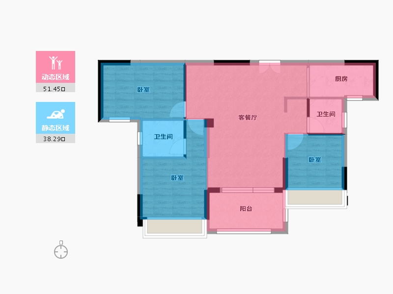 湖北省-咸宁市-鹏成·新都汇-80.42-户型库-动静分区