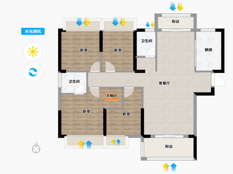 湖北省-黄冈市-凤凰景苑-101.68-户型库-采光通风