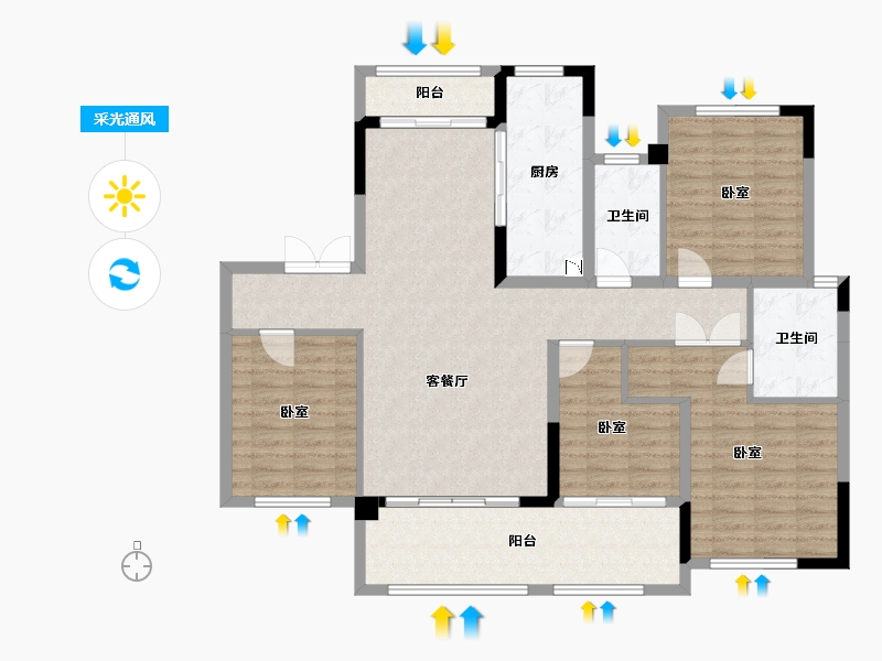 湖北省-宜昌市-金鼎豪庭-120.48-户型库-采光通风