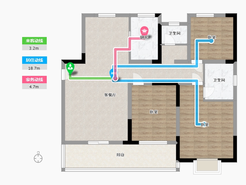 河南省-驻马店市-圣菲城幸福里-104.66-户型库-动静线