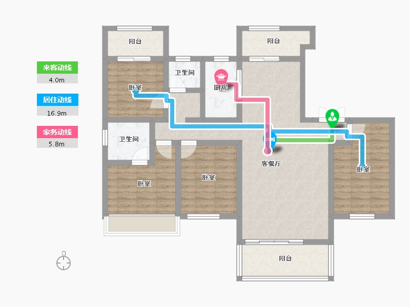 湖南省-常德市-曙光·锦城-104.74-户型库-动静线