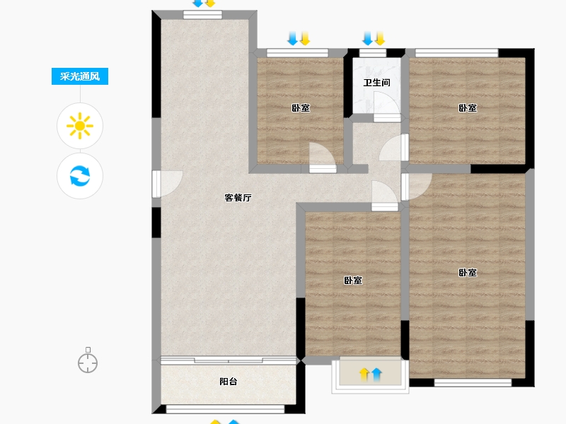 江苏省-苏州市-金辉•浅湾雅苑-96.19-户型库-采光通风