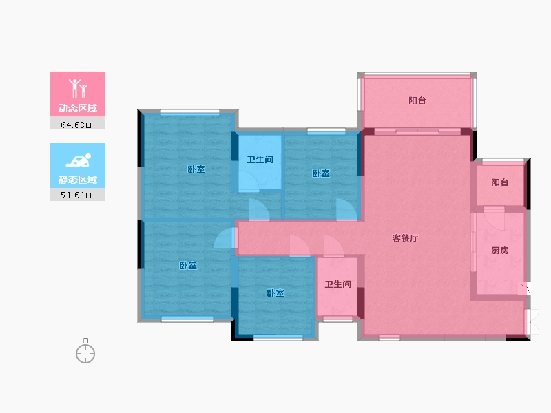 湖北省-宜昌市-金鼎豪庭-104.44-户型库-动静分区