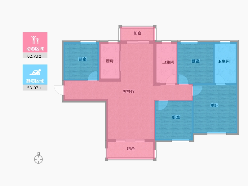 湖北省-黄冈市-麻城恒泰名仕公馆-104.62-户型库-动静分区