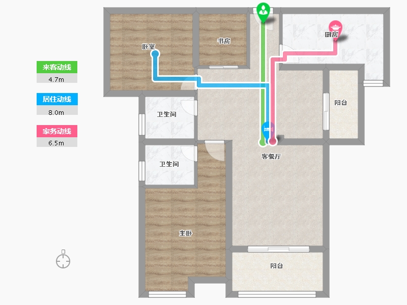 湖北省-黄冈市-麻城恒泰名仕公馆-85.46-户型库-动静线