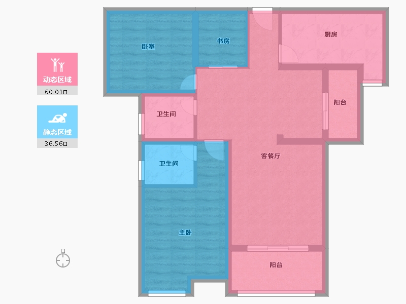 湖北省-黄冈市-麻城恒泰名仕公馆-85.46-户型库-动静分区