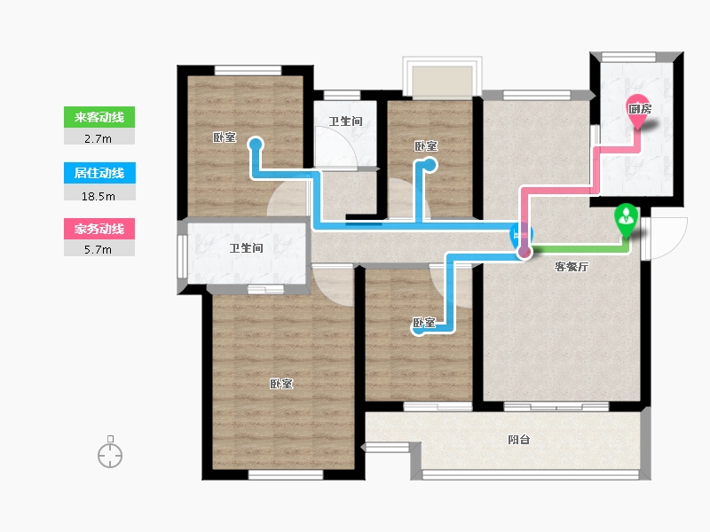 湖北省-襄阳市-滨江正荣府-96.00-户型库-动静线