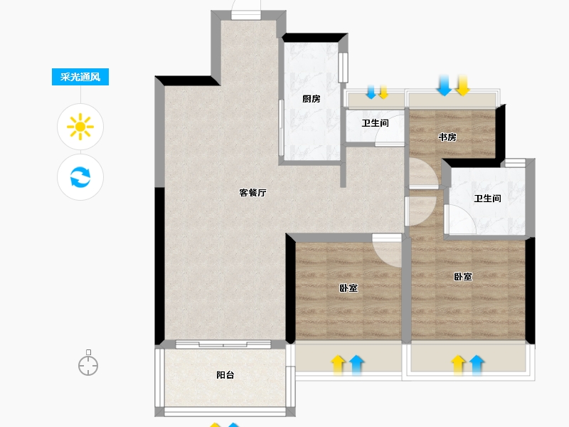 湖北省-十堰市-大家十里桃源-68.09-户型库-采光通风