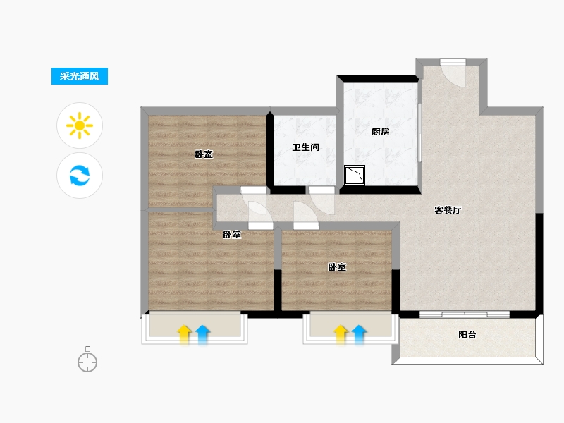 山东省-济南市-中建蔚蓝之城-87.00-户型库-采光通风