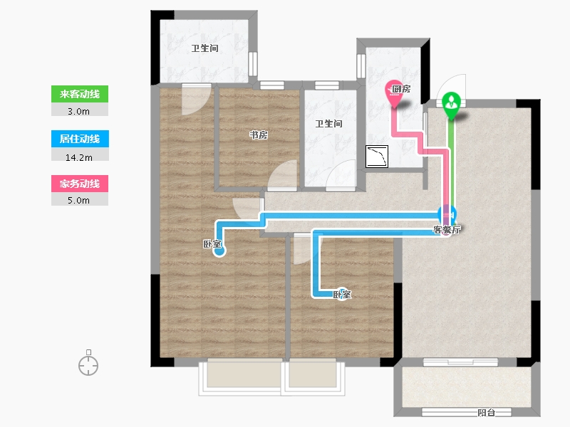 湖北省-武汉市-大华公园华府-87.57-户型库-动静线