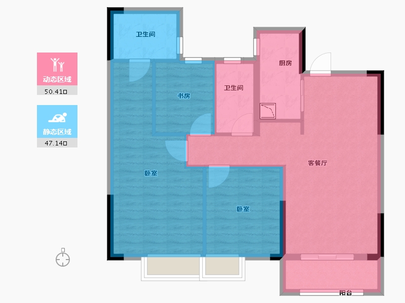 湖北省-武汉市-大华公园华府-87.57-户型库-动静分区