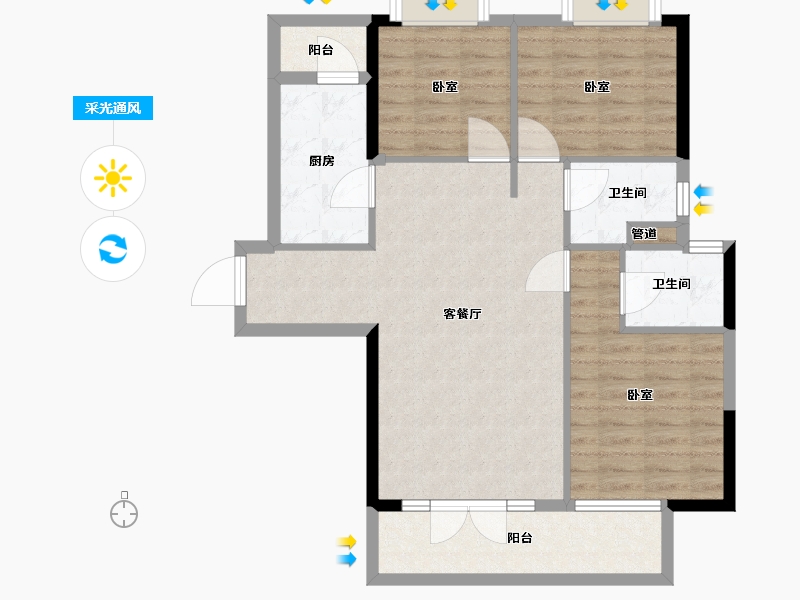 湖北省-武汉市-信基丽池澜湾-86.00-户型库-采光通风