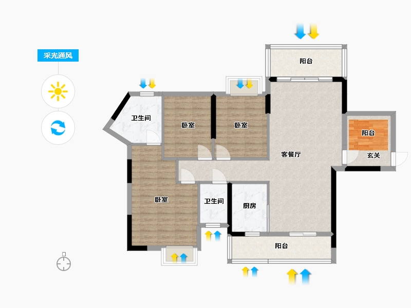 湖南省-湘潭市-银港国际-108.31-户型库-采光通风