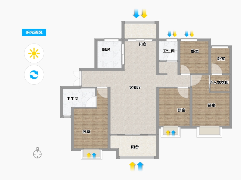 湖北省-襄阳市-湖北交投颐和华府-130.00-户型库-采光通风