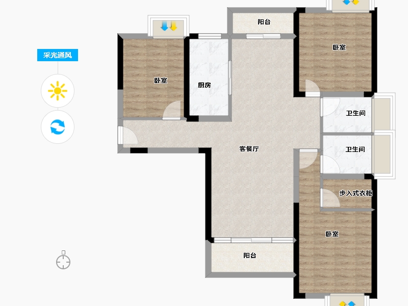 湖北省-黄冈市-皇家翡翠湾-102.00-户型库-采光通风