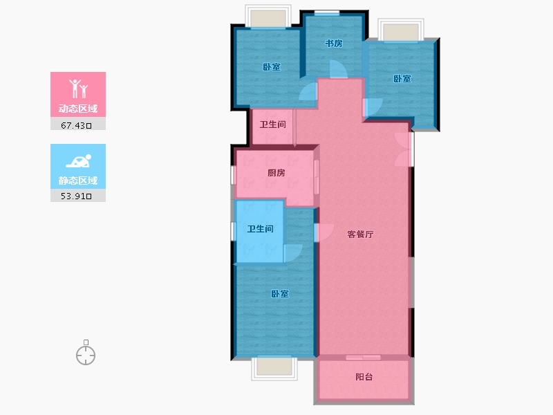 湖北省-武汉市-琨瑜府-109.49-户型库-动静分区