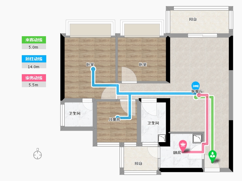 广东省-佛山市-顺德碧桂园桂澜山-74.01-户型库-动静线