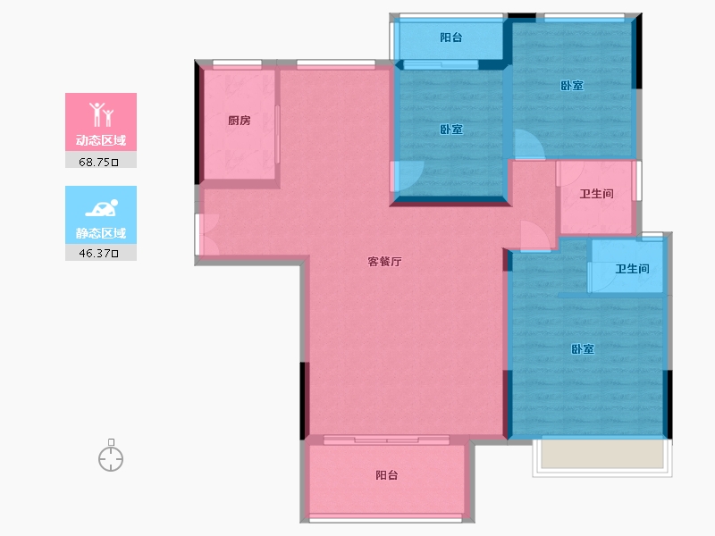 湖北省-十堰市-芳林雅苑•翡翠郡-103.83-户型库-动静分区