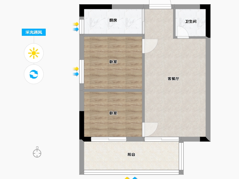 湖北省-宜昌市-CAZ天玺 天阁-53.72-户型库-采光通风