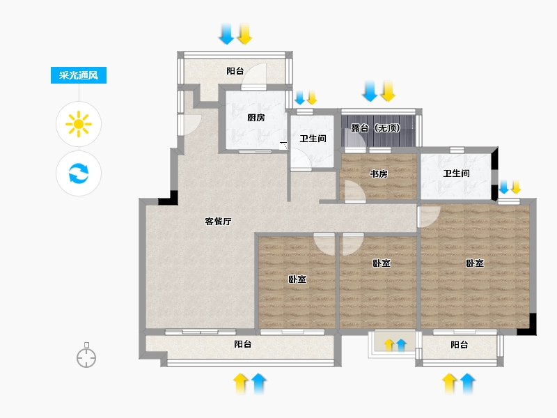 湖北省-咸宁市-联投梓山郡-111.20-户型库-采光通风